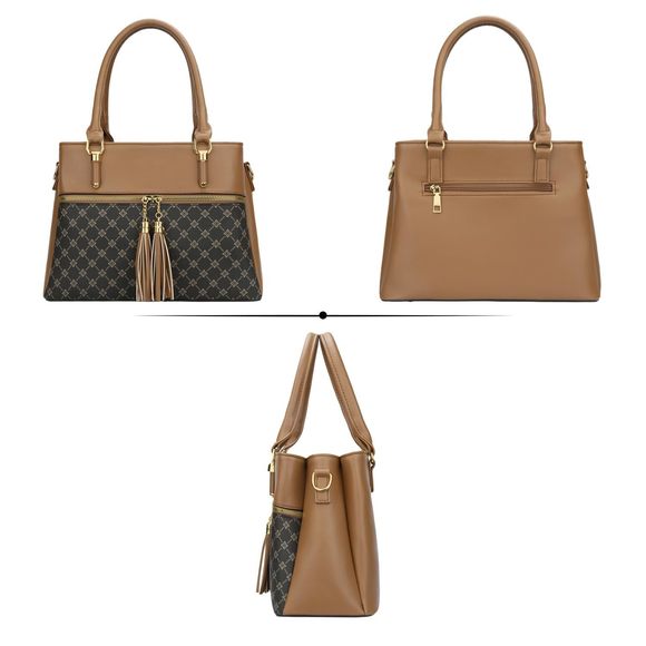 Brown Floral Pattern Leather Shoulder Bag Bags